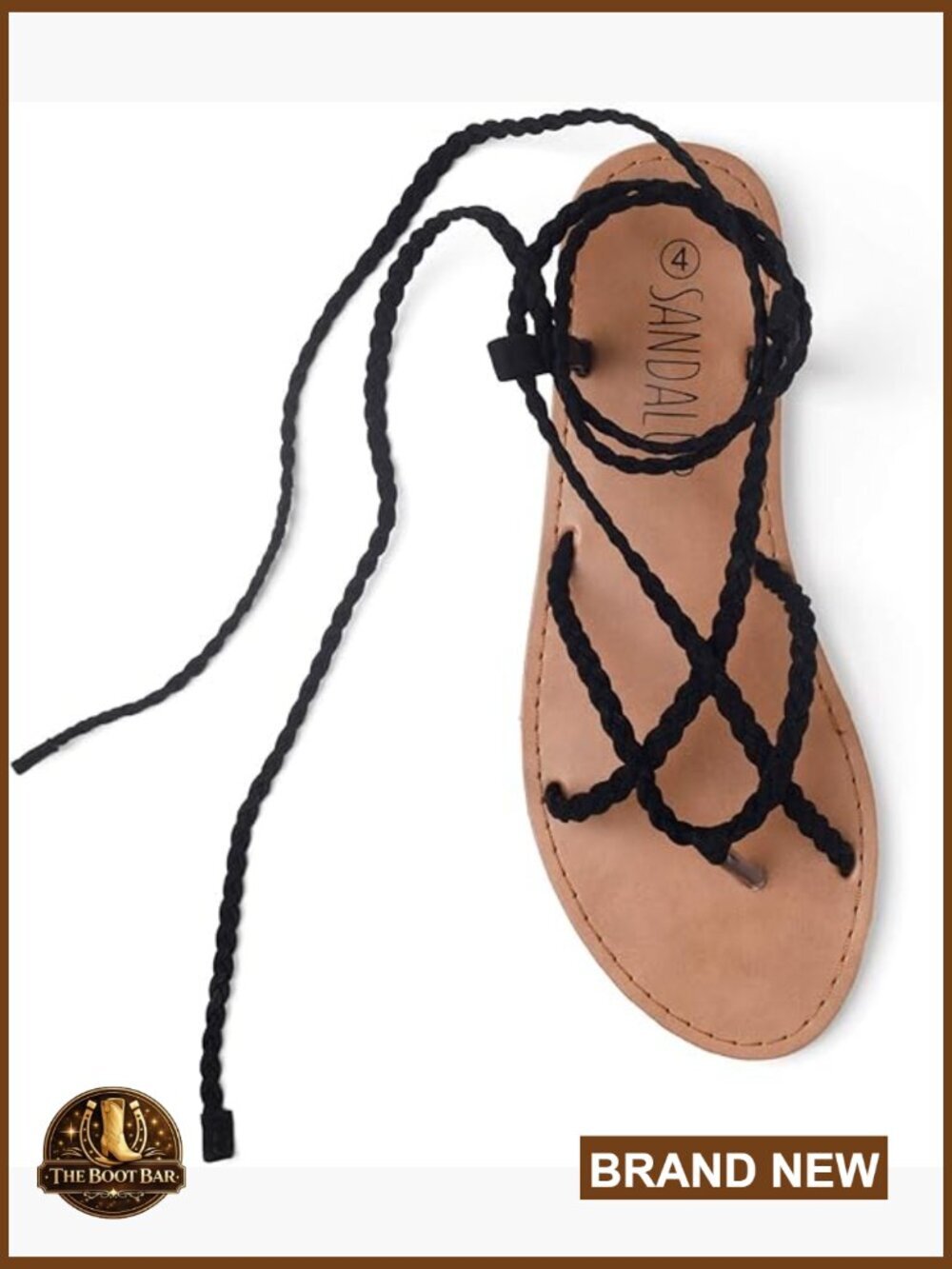 Women's Woven Braided Lace Up Flat Sandals Ankle Wrap Summer Casual